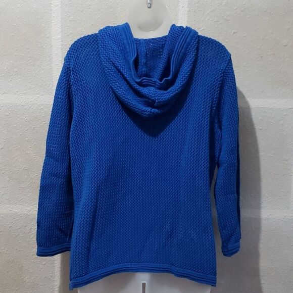 Jaclyn Smith Cobalt Blue Knitted Hoodie Sweater - Picture 5 of 7